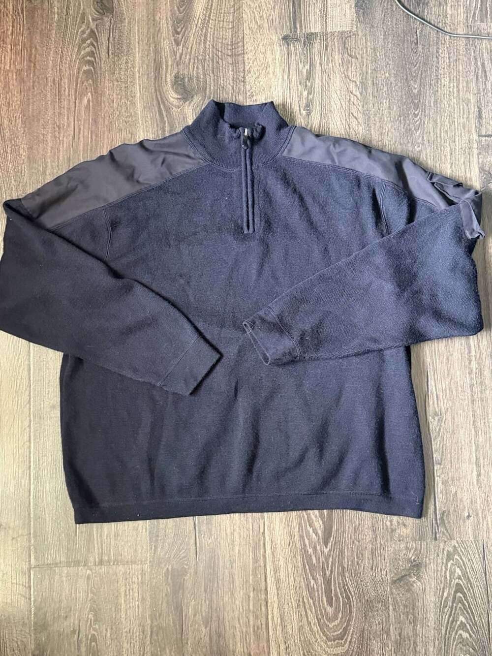 Orvis Charles F. Orvis Signature Collection 1/4 Zip Wool Sweater XL Navy Blue